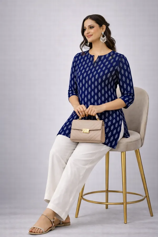 Navy_Printed_Straight_Kurti_For_Women