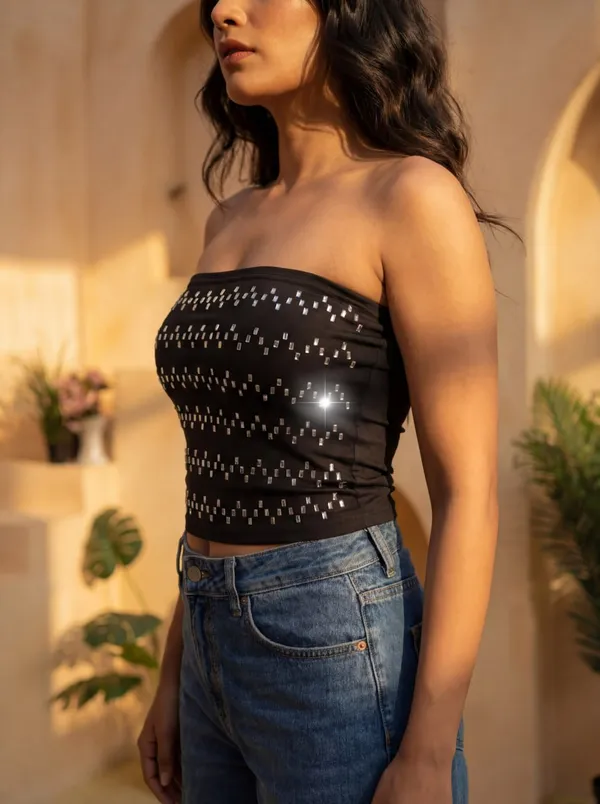 Black_Strapless_Embellished_Bandeau_Top_For_Women