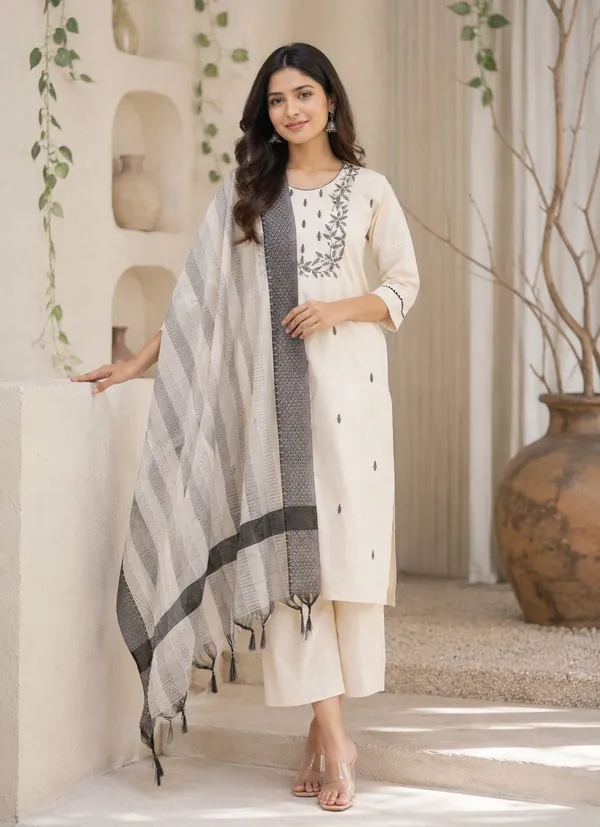 White_Embroidered_Kurta_Set_For_Women