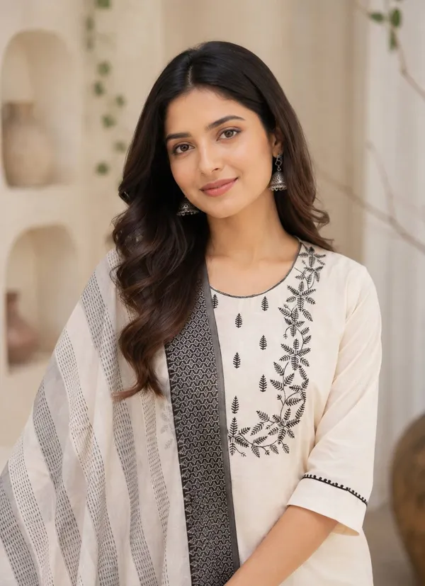 White_Embroidered_Kurta_Set_For_Women