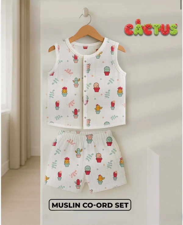 White_Muslin_Cactus_Print_Sleeveless_Co-Ord_Set_For_Babies