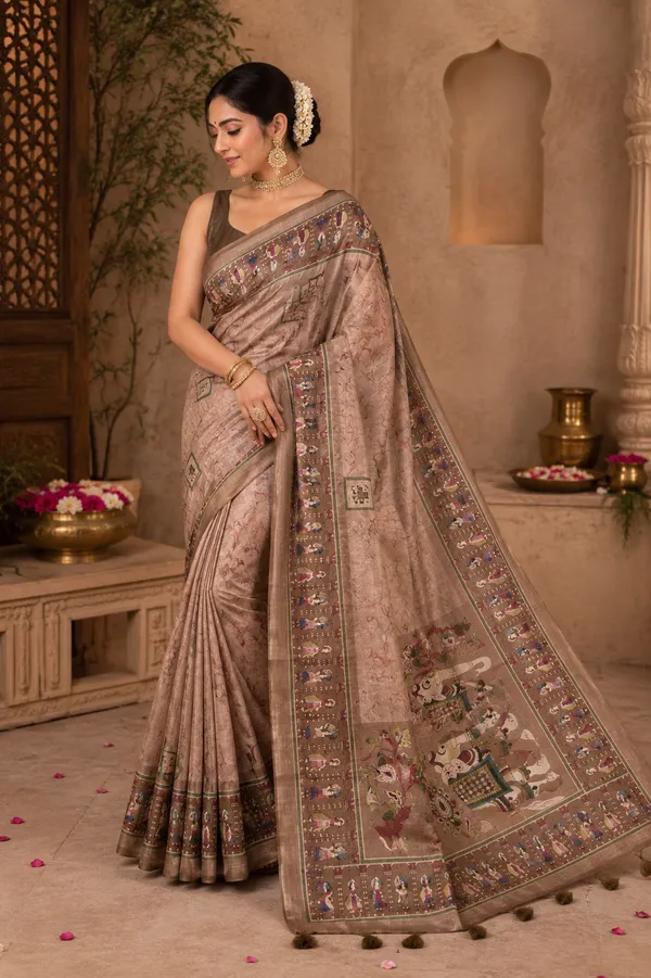 Royal_Procession_Kalamkari-Inspired_Saree_with_unstitiched_blouse