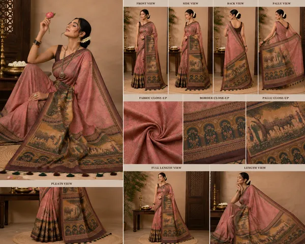 Lightweight_Saree_For_Women_in__Dusty_Rose_&_Brown_Traditional_Royal_Print_for___Wedding_And_Festival__With_Blouse_Piece