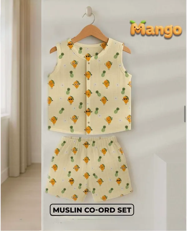 Cream_Muslin_Printed_Sleeveless_Co-Ord_Set_For_Babies