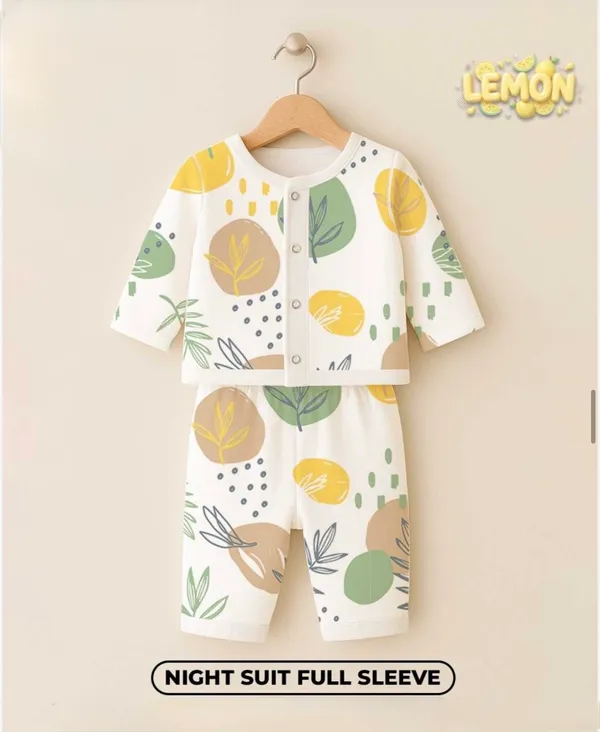 White_Muslin_Citrus_Print_Short_Sleeve_Night_Suit_Set_For_Babies
