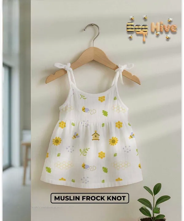 White_Muslin_Knot_Strap_Sleeveless_Frock_For_Baby_Girls