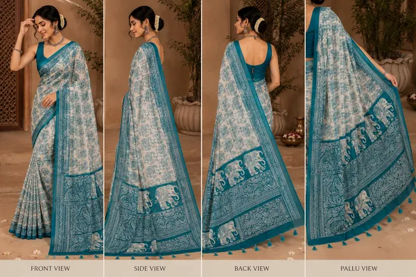 White_And_Blue_Saree_For_Women