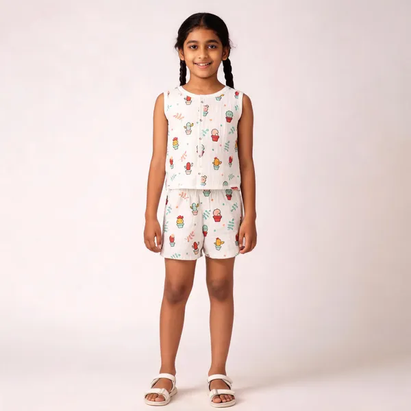 White_Muslin_Cactus_Print_Sleeveless_Co-Ord_Set_For_Babies