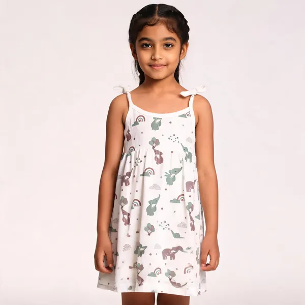 White_Muslin_Elephant_Print_Sleeveless_Frock_For_Baby_Girls