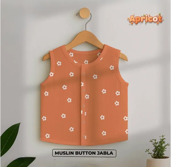 White_Muslin_Printed_Sleeveless_Button_Jabla_For_Babies_Pack_Of_4