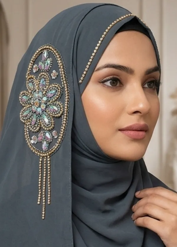 FAHAARI_Luxury_Embroidered_Georgette_Hijab_with_Diamond_Work