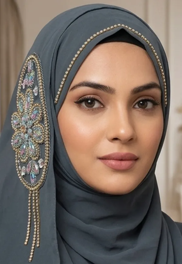 FAHAARI_Luxury_Embroidered_Georgette_Hijab_with_Diamond_Work