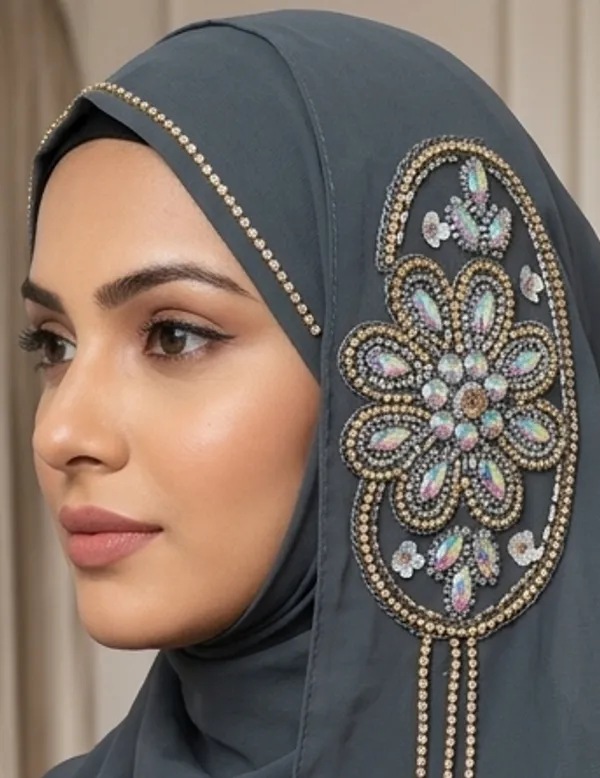 FAHAARI_Luxury_Embroidered_Georgette_Hijab_with_Diamond_Work
