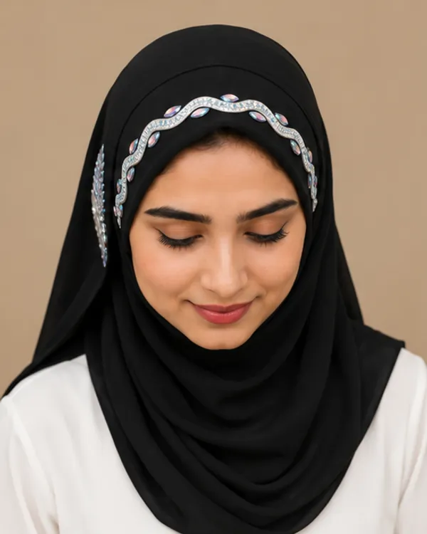 FAHAARI_Premium_Black_Diamond_Work_Georgette_Hijab_for_Women