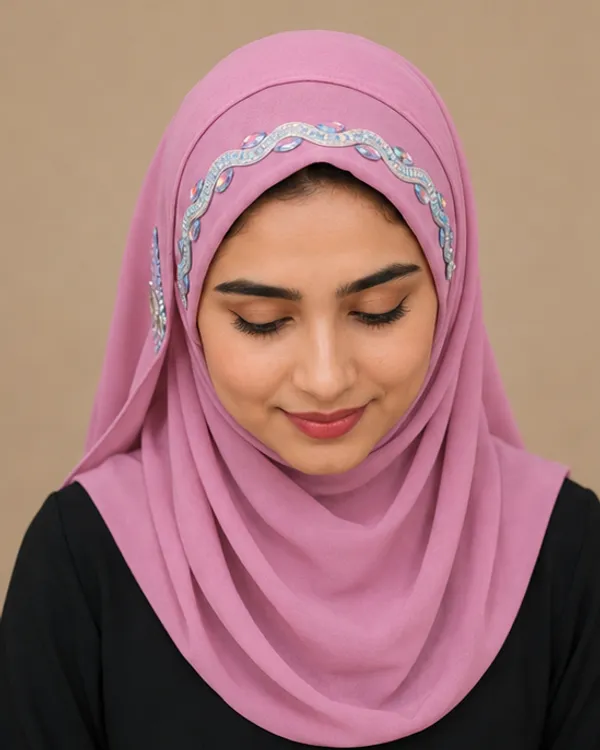 FAHAARI_Designer_Pink_Chain_Work_Hijab