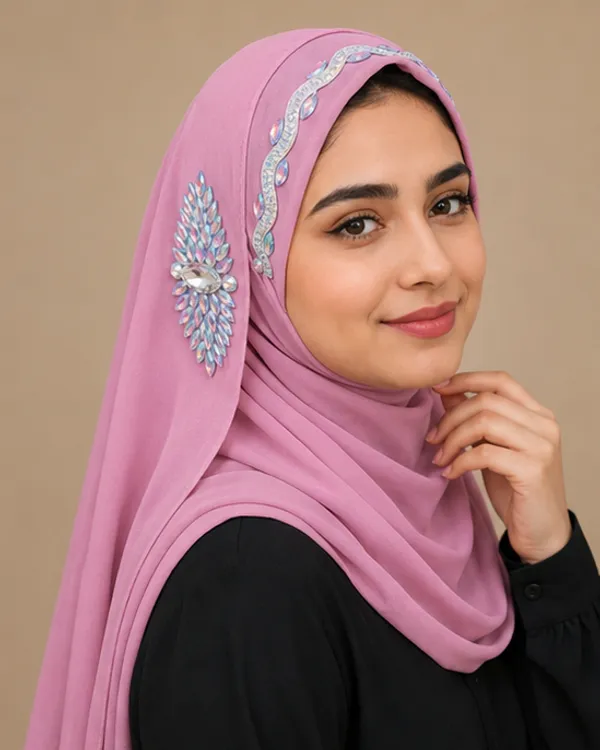 FAHAARI_Designer_Pink_Chain_Work_Hijab