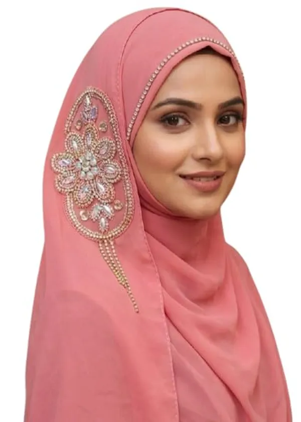 Pink_Georgette_Stone_Embroidered_Hijab_For_Women