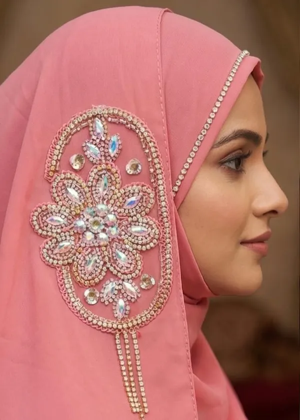 Pink_Georgette_Stone_Embroidered_Hijab_For_Women