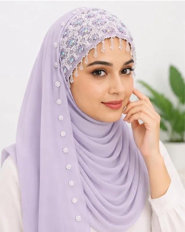 Peach_Georgette_Pearl_Embellished_Hijab_For_Women