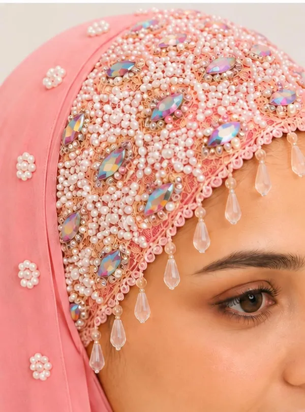 Red_Georgette_Embellished_Hijab_For_Women