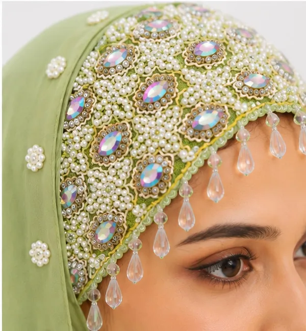 Green_Georgette_Embroidered_Hijab_For_Women