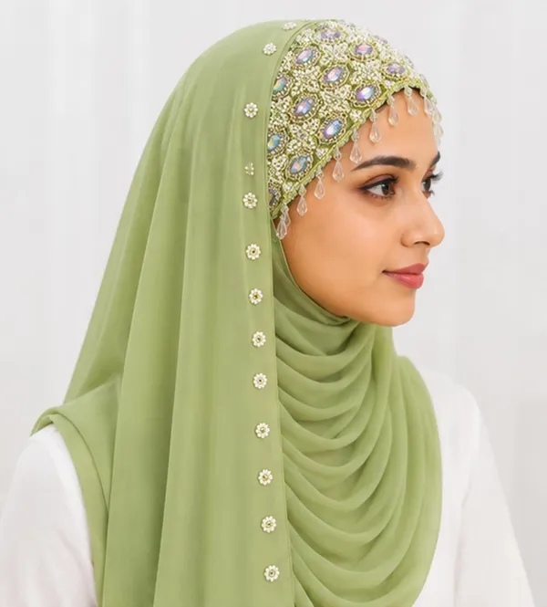 Green_Georgette_Embroidered_Hijab_For_Women