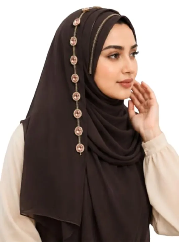 Brown_Georgette_Embroidered_Hijab_For_Women