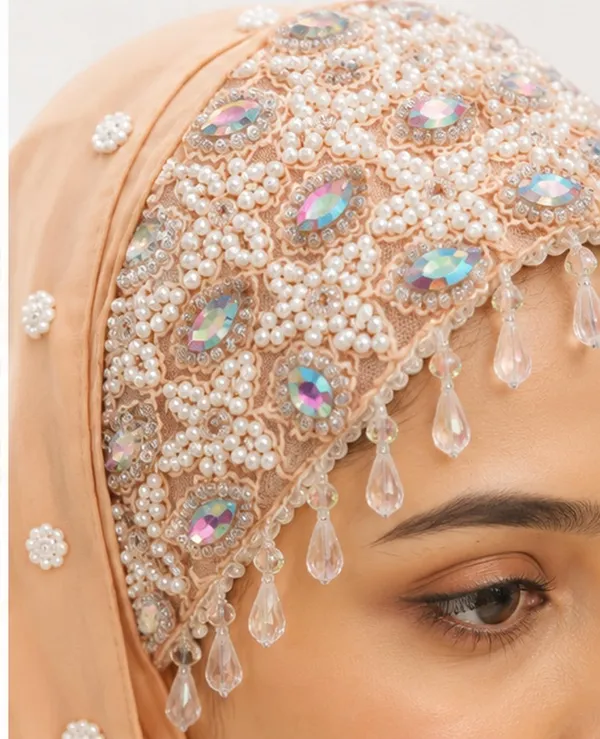 Orange_Georgette_Crystal_Embroidered_Hijab_For_Women