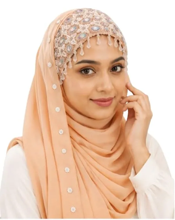 Orange_Georgette_Crystal_Embroidered_Hijab_For_Women
