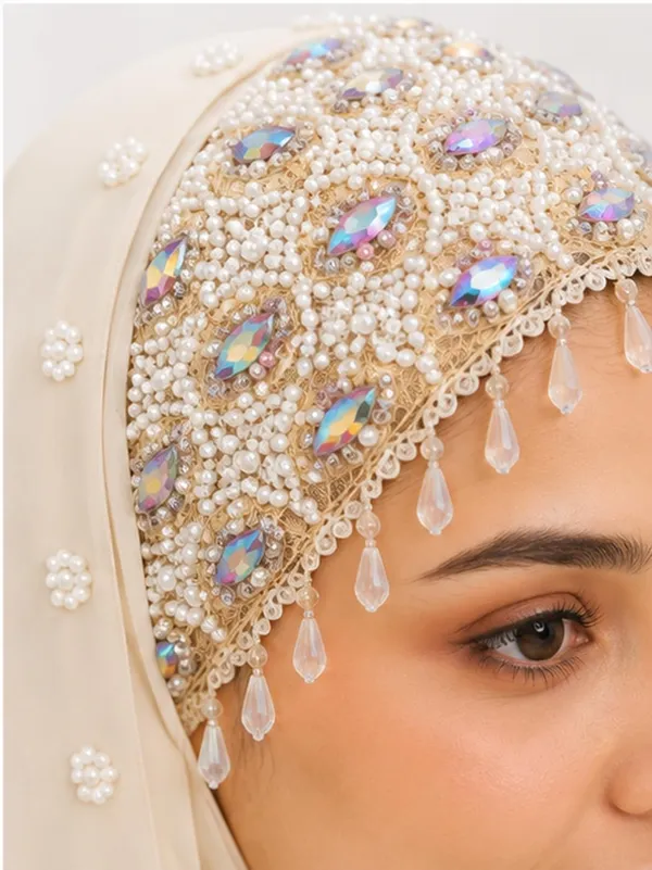 Beige_Georgette_Crystal_Embroidered_Hijab_For_Women
