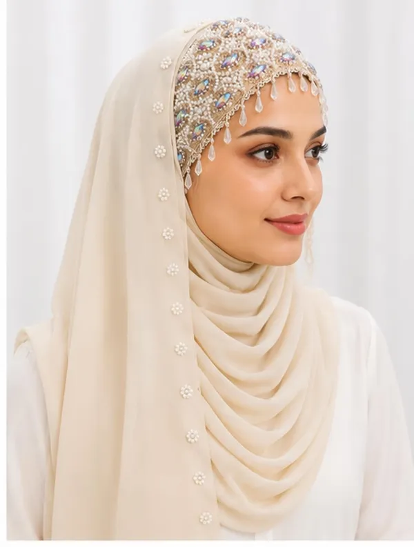 Beige_Georgette_Crystal_Embroidered_Hijab_For_Women