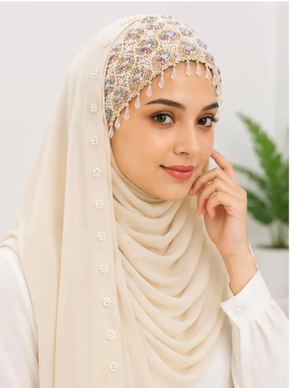 Beige_Georgette_Crystal_Embroidered_Hijab_For_Women