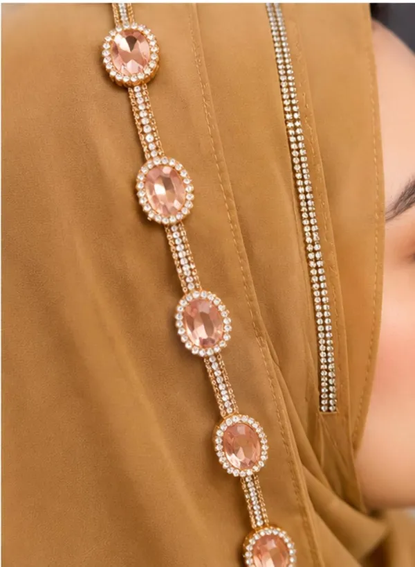 Brown_Georgette_Pearl_Lace_Hijab_For_Women