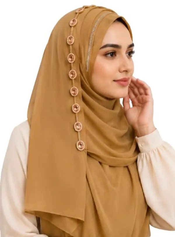 Brown_Georgette_Embroidered_Hijab_For_Women