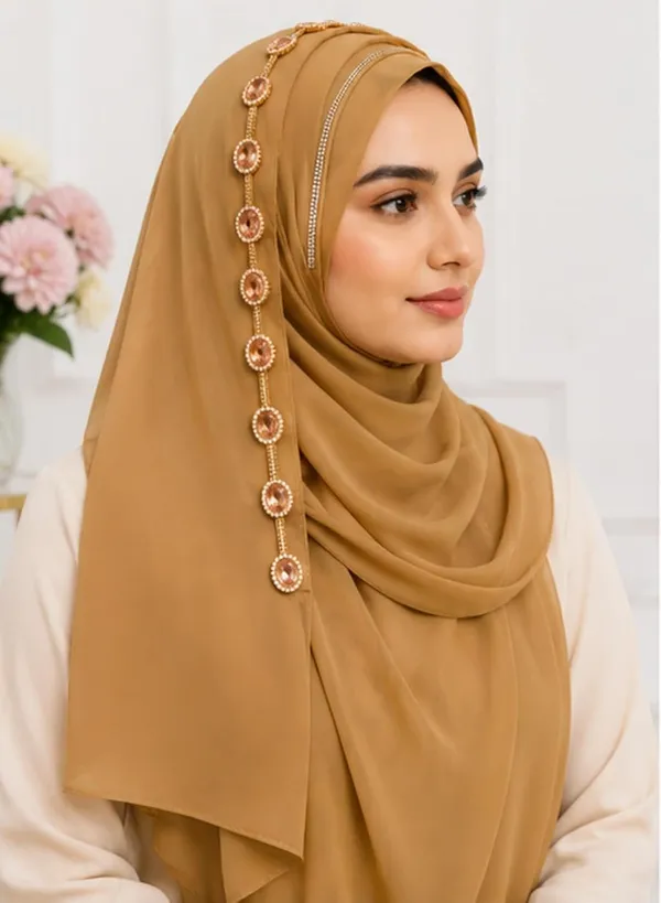 Brown_Georgette_Embroidered_Hijab_For_Women