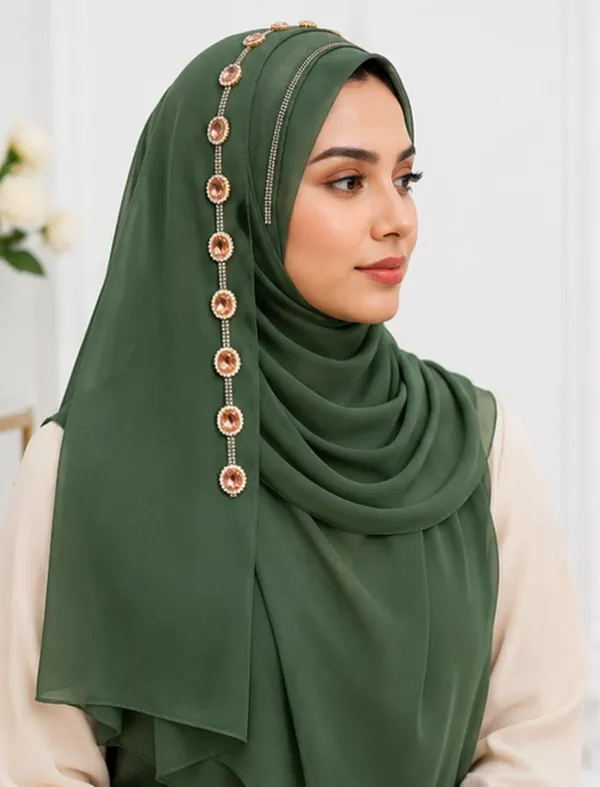 Mehndi_Georgette_Embroidered_Hijab_For_Women
