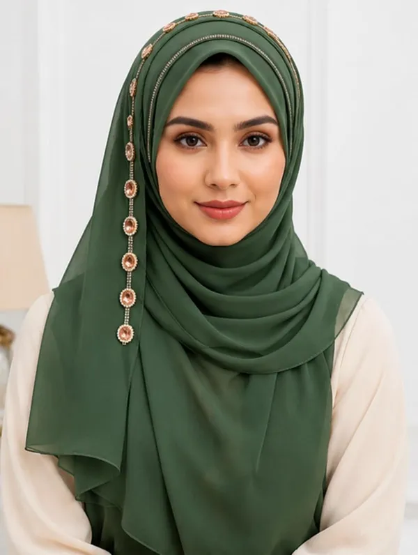 Mehndi_Georgette_Embroidered_Hijab_For_Women