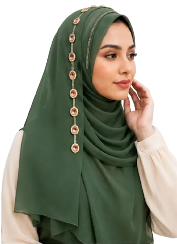 Mehndi_Georgette_Embroidered_Hijab_For_Women