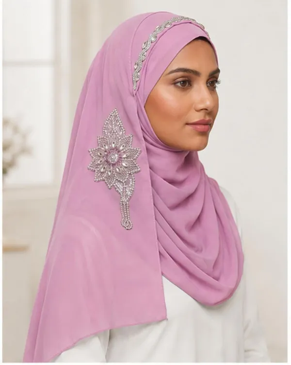Pink_Georgette_Crystal_Embroidered_Hijab_For_Women