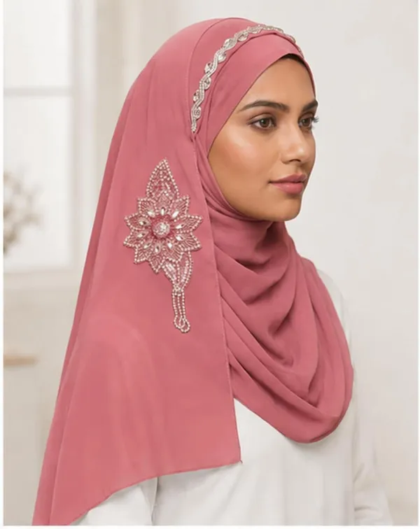 Pink_Georgette_Crystal_Embroidered_Hijab_For_Women