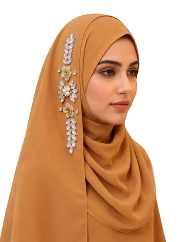 Yellow_Georgette_Crystal_Rhinestone_Embellished_Hijab_For_Women