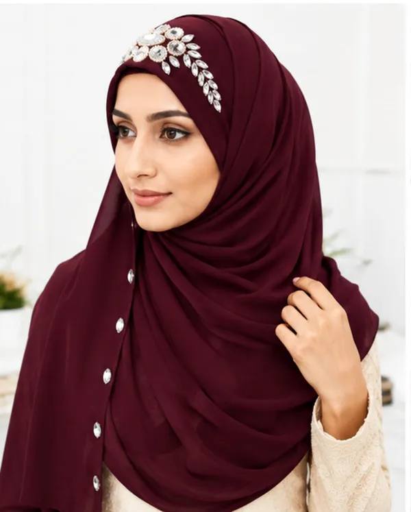 Maroon_Georgette_Hijab_For_Women
