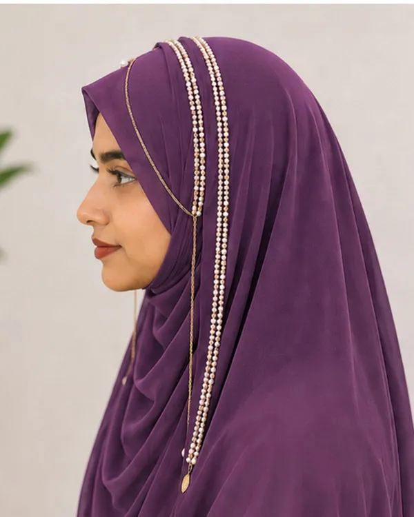 Purple_Georgette_Pearl_Beaded_Chain_Drape_Hijab_For_Women
