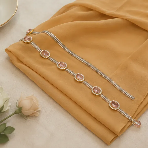 Yellow_Georgette_Stone_Work_Hijab_For_Women