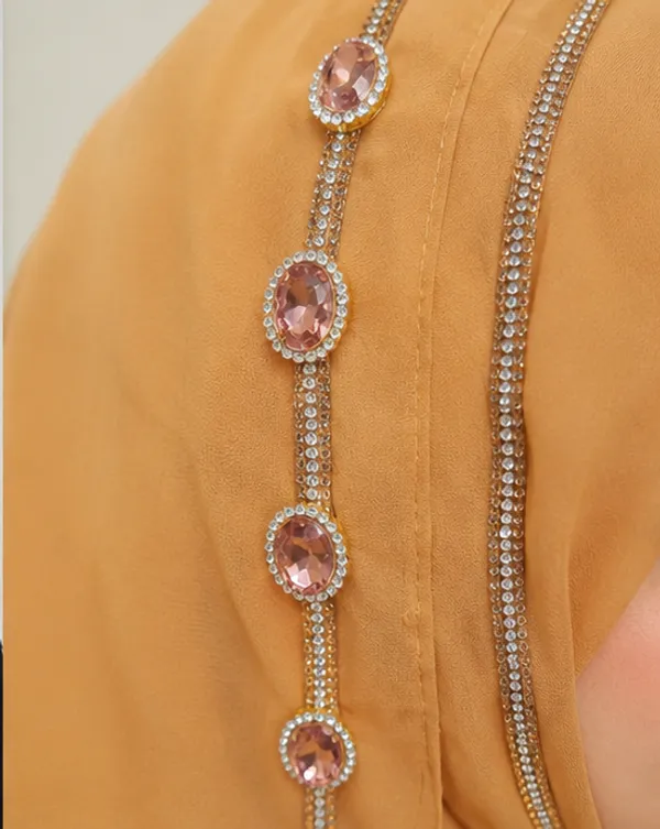 Yellow_Georgette_Stone_Work_Hijab_For_Women