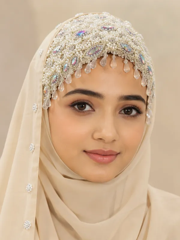 FAHAARI_Premium_Cream_Diamond_Work_Georgette_Hijab_for_Women