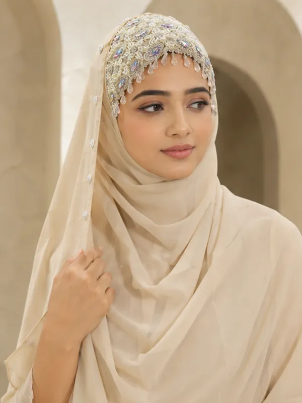 FAHAARI_Premium_Cream_Diamond_Work_Georgette_Hijab_for_Women