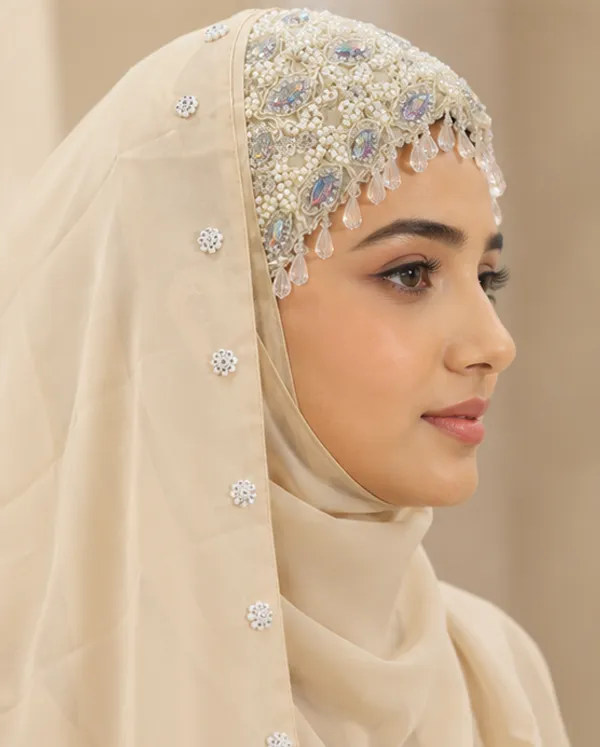 FAHAARI_Premium_Cream_Diamond_Work_Georgette_Hijab_for_Women
