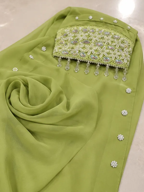 FAHAARI_Premium_Green_Chain_Work_Georgette_Hijab_for_Women