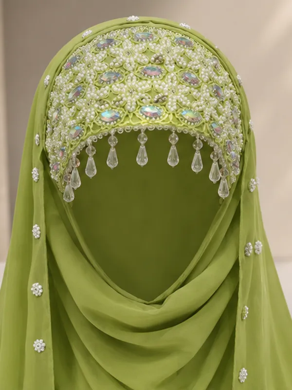 FAHAARI_Premium_Green_Chain_Work_Georgette_Hijab_for_Women